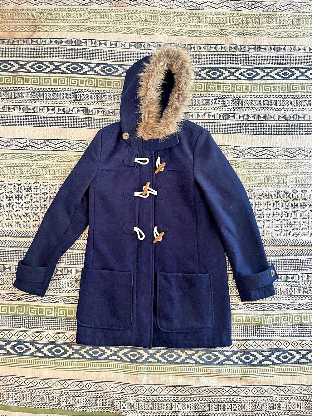 Old Navy Hooded Toggle Coat in Blue Size XS